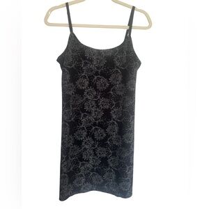 George Women’s Black Floral Velour Nightgown Slip Dress – Size S (4-6)